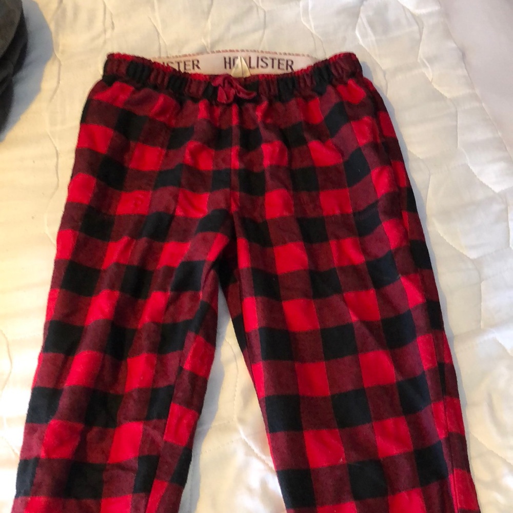 Red flannel joggers